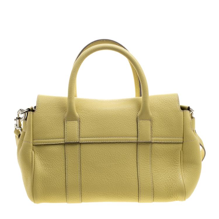 Pre Owned Mulberry Yellow Grain Leather Small Bayswater Satchel