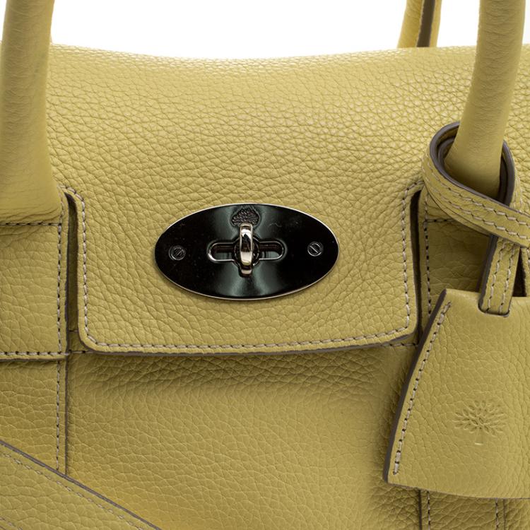 Pre Owned Mulberry Yellow Grain Leather Small Bayswater Satchel