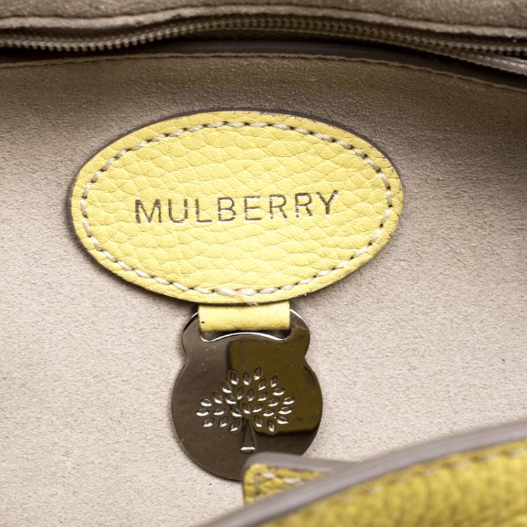 Pre Owned Mulberry Yellow Grain Leather Small Bayswater Satchel