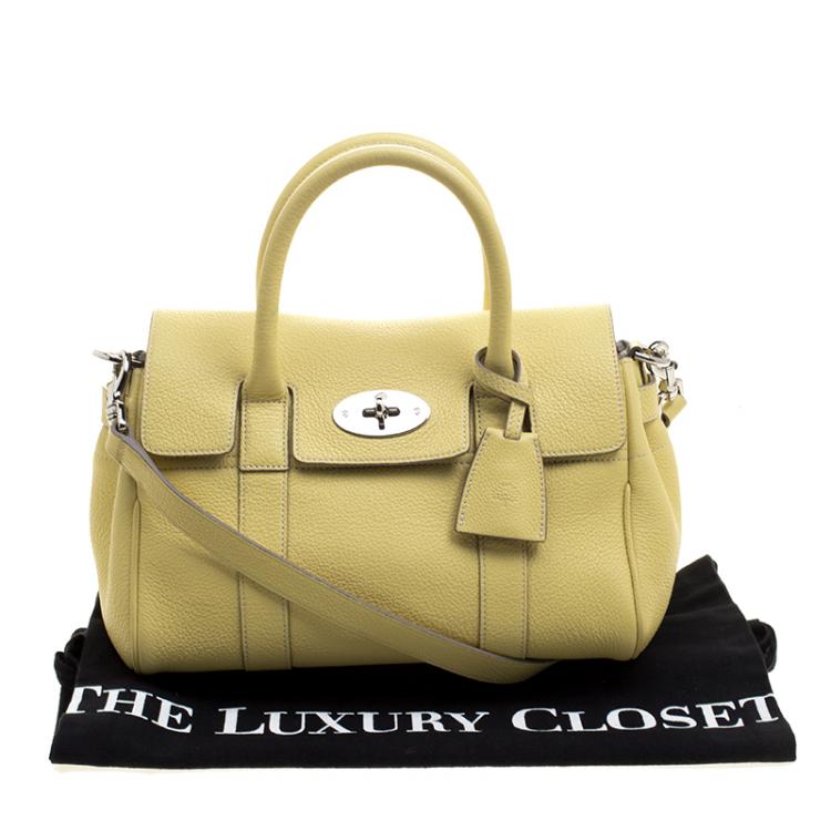 Pre Owned Mulberry Yellow Grain Leather Small Bayswater Satchel