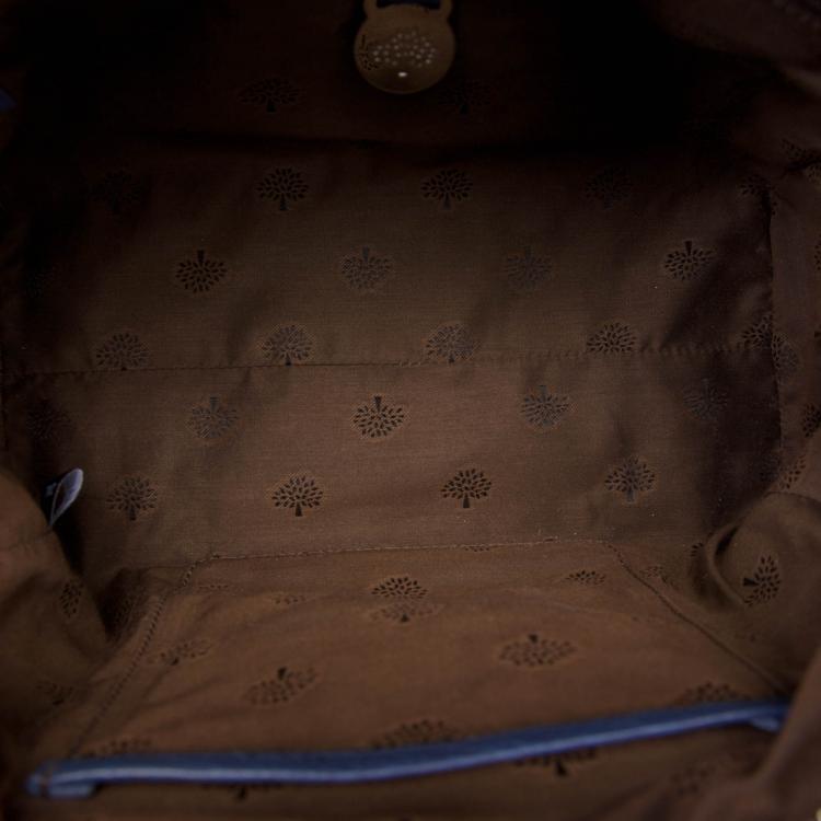 Pre Owned Mulberry Navy Blue Grained Leather Del Rey Satchel Bag