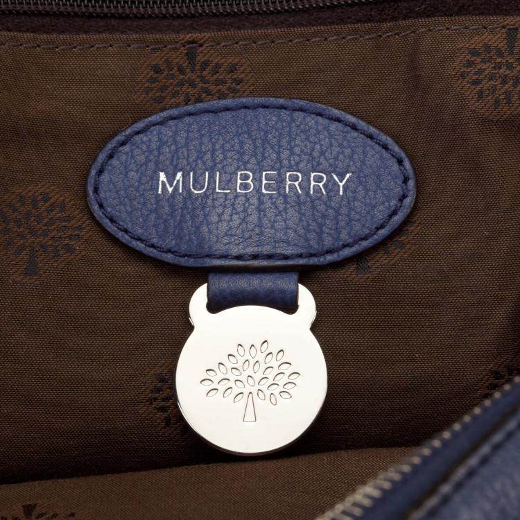 Pre Owned Mulberry Navy Blue Grained Leather Del Rey Satchel Bag