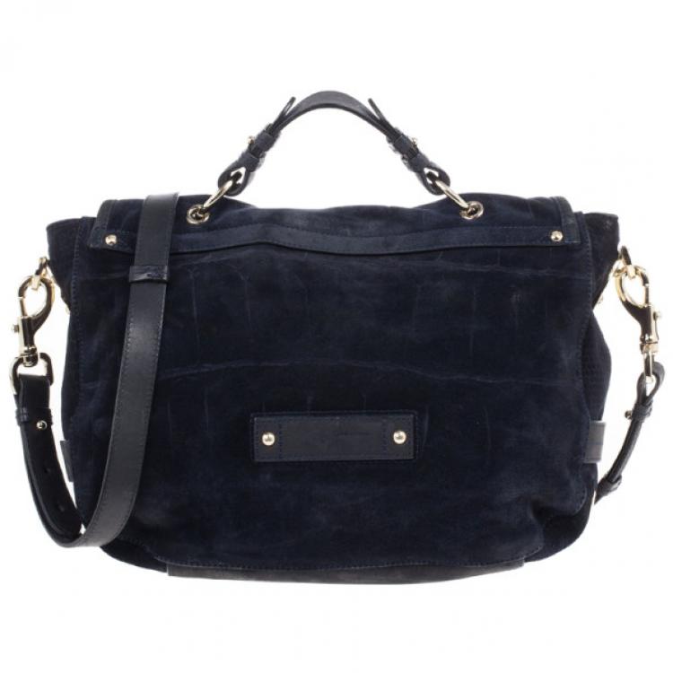 Pre Owned Mulberry Blue Suede Leather Tillie Tote