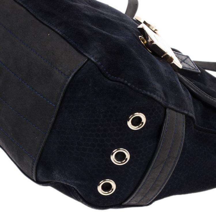 Pre Owned Mulberry Blue Suede Leather Tillie Tote