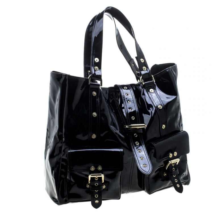 Pre Owned Mulberry Black Patent Leather Roxanne Tote