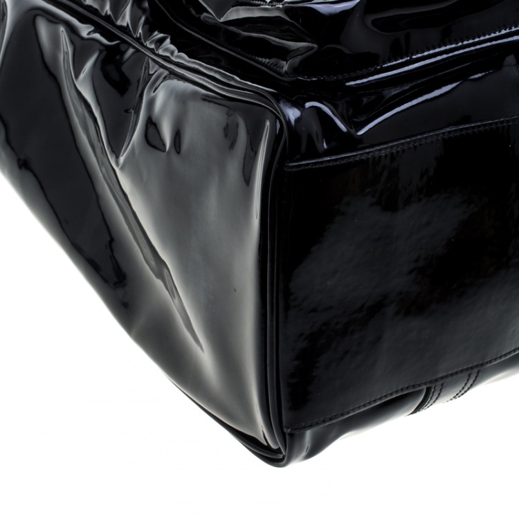 Pre Owned Mulberry Black Patent Leather Roxanne Tote