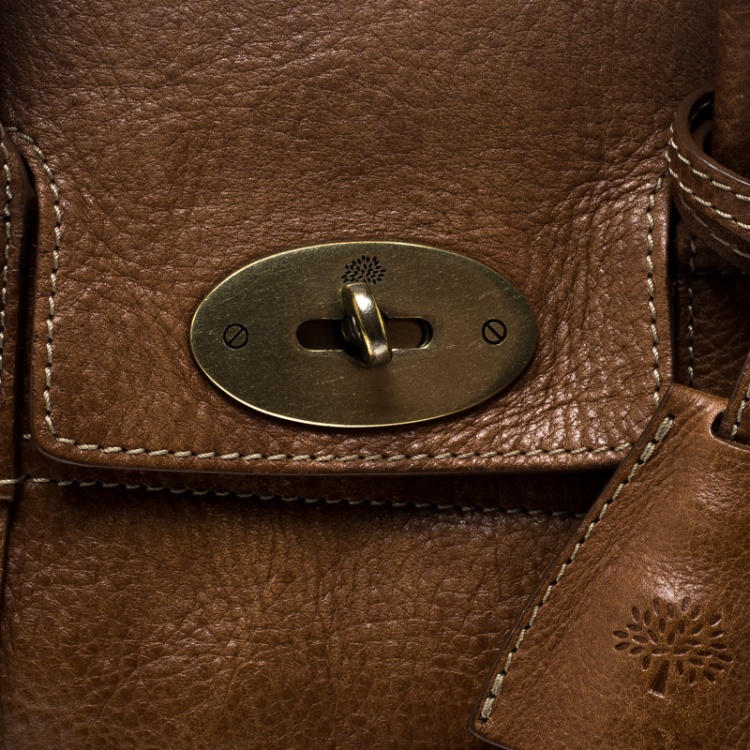 Pre Owned Mulberry Brown Grain Leather Small Bayswater Satchel