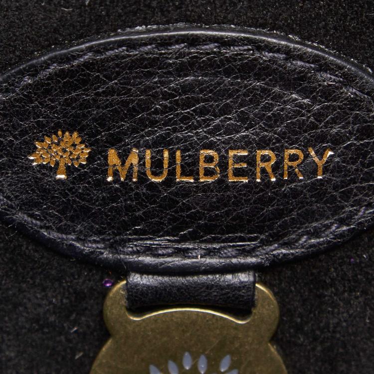Pre Owned Mulberry Black Croc Embossed Leather Bayswater Bag