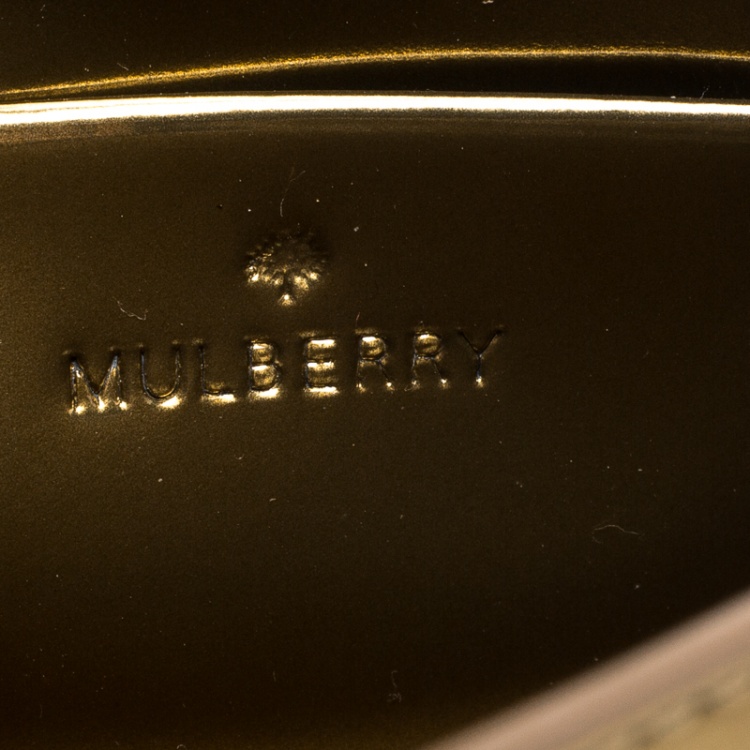 Pre Owned Mulberry Gold Patent Leather Mini Lily Crossbody Bag
