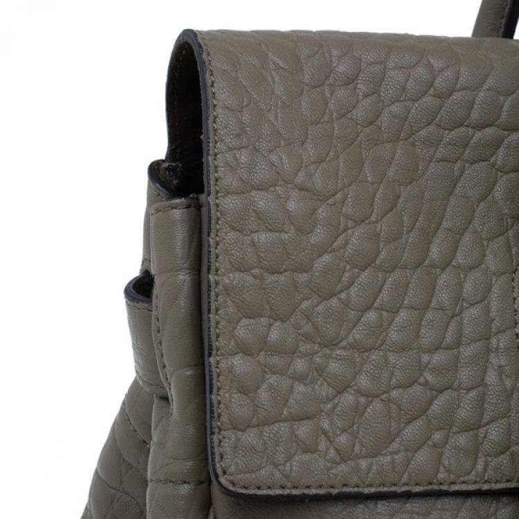 Pre Owned Mulberry Taupe Soft Croc Printed Bayswater Satchel
