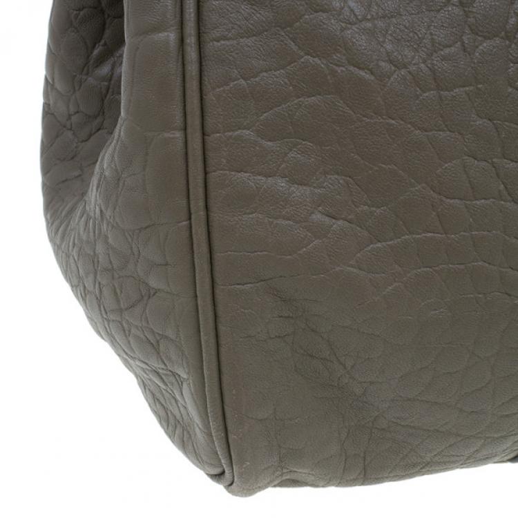 Pre Owned Mulberry Taupe Soft Croc Printed Bayswater Satchel