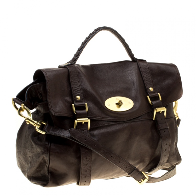 Pre Owned Mulberry Brown Leather Oversized Alexa Satchel
