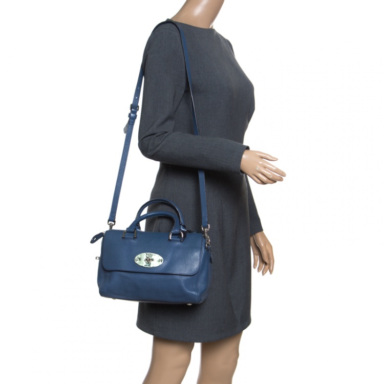 Pre Owned Mulberry Blue Leather Del Rey Top Handle Bag