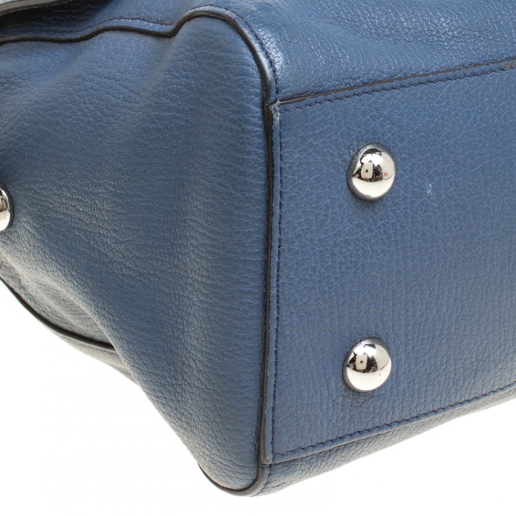 Pre Owned Mulberry Blue Leather Del Rey Top Handle Bag