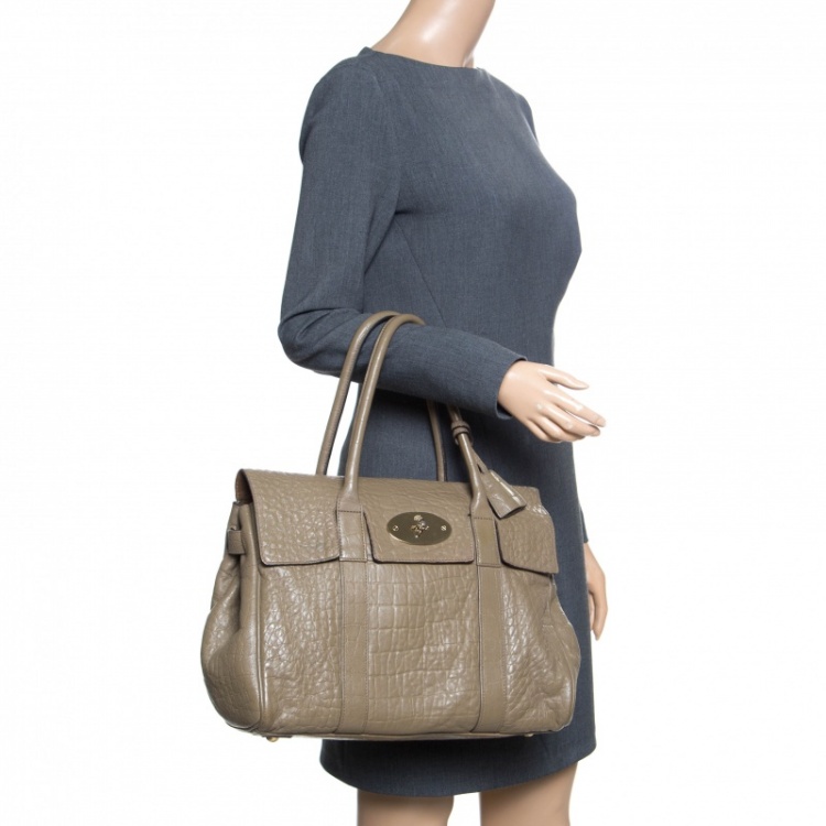Pre Owned Mulberry Khaki Brown Leather Bayswater Satchel