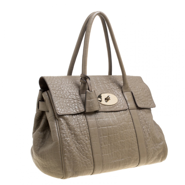 Pre Owned Mulberry Khaki Brown Leather Bayswater Satchel
