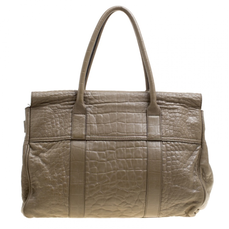 Pre Owned Mulberry Khaki Brown Leather Bayswater Satchel