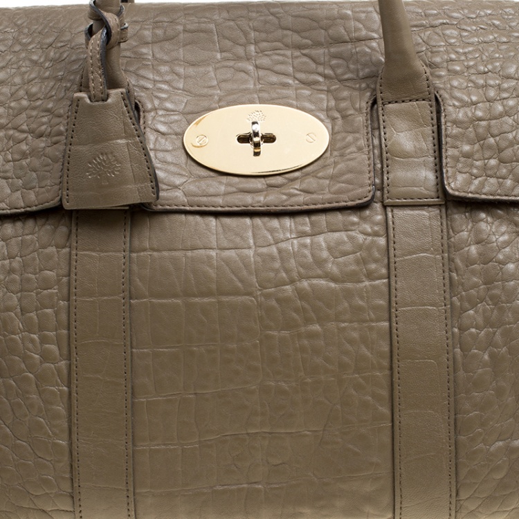 Pre Owned Mulberry Khaki Brown Leather Bayswater Satchel