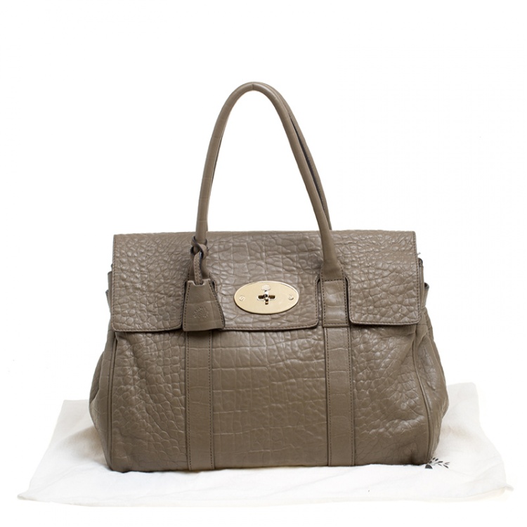 Pre Owned Mulberry Khaki Brown Leather Bayswater Satchel