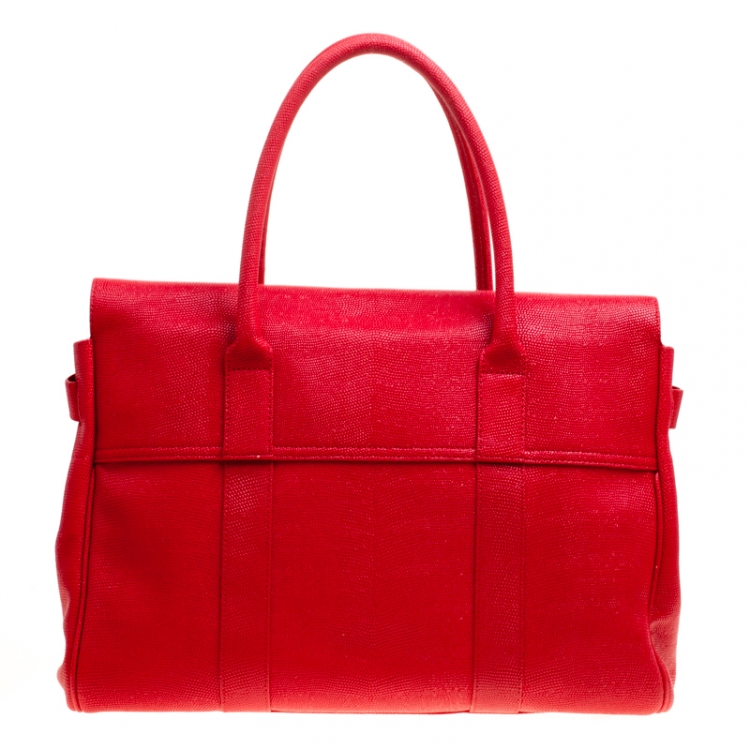 Pre Owned Mulberry Red Textured Leather Bayswater Satchel