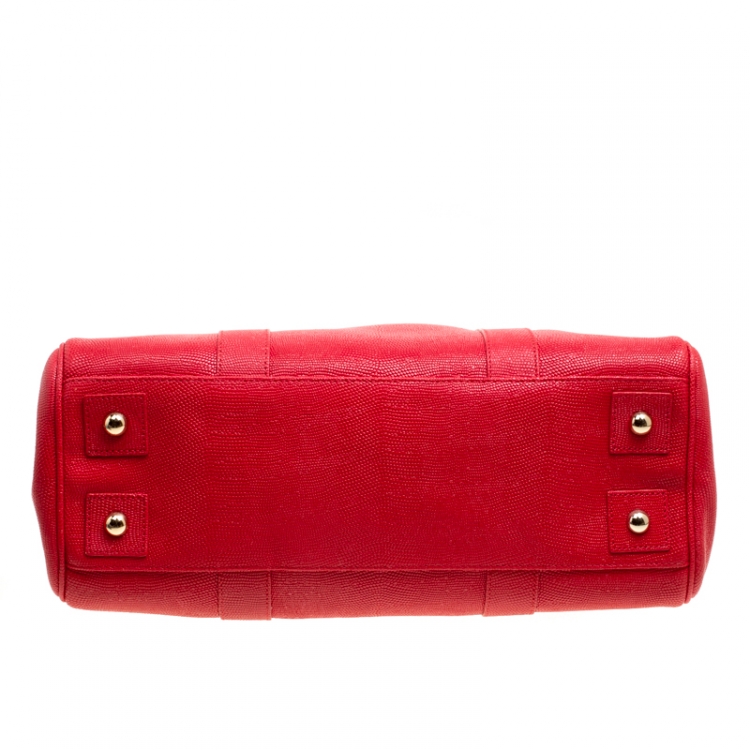 Pre Owned Mulberry Red Textured Leather Bayswater Satchel
