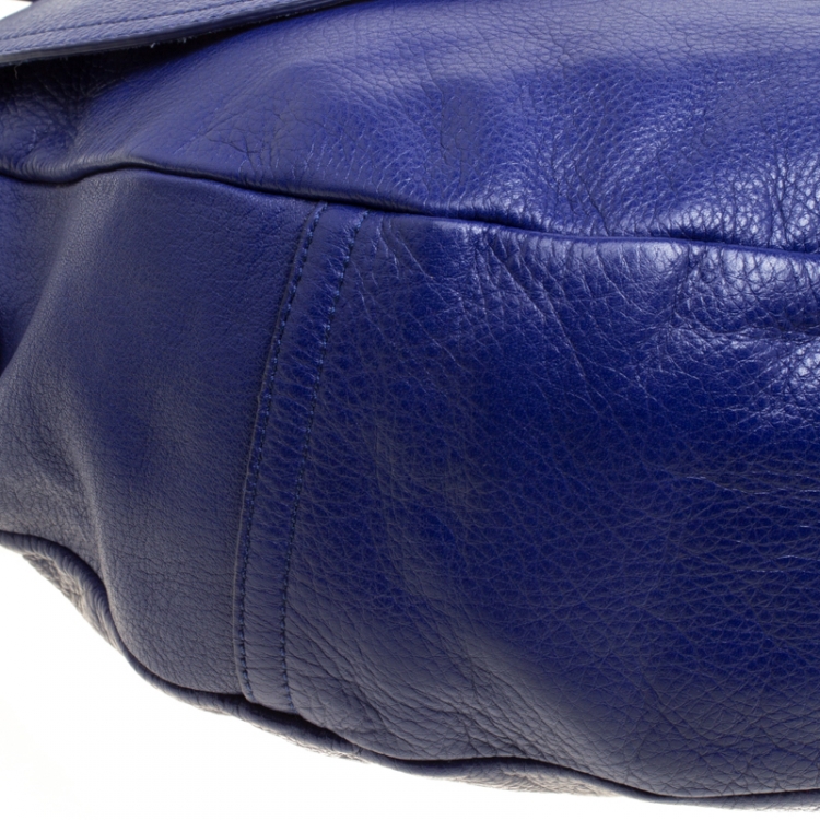 Pre Owned Mulberry Blue Grained Leather Daria Shoulder Bag