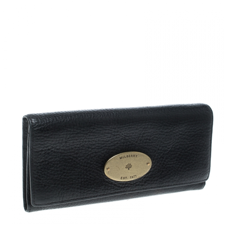 Pre Owned Mulberry Black Leather Continental Wallet