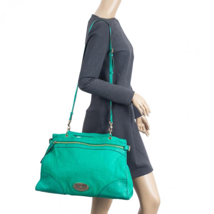 Pre Owned Mulberry Jungle Green Leather Satchel