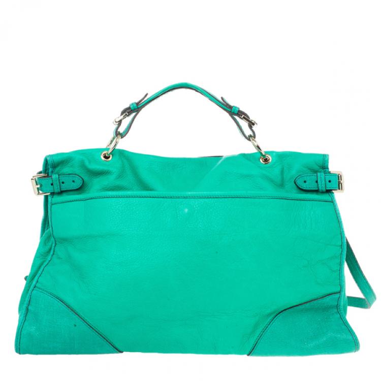 Pre Owned Mulberry Jungle Green Leather Satchel