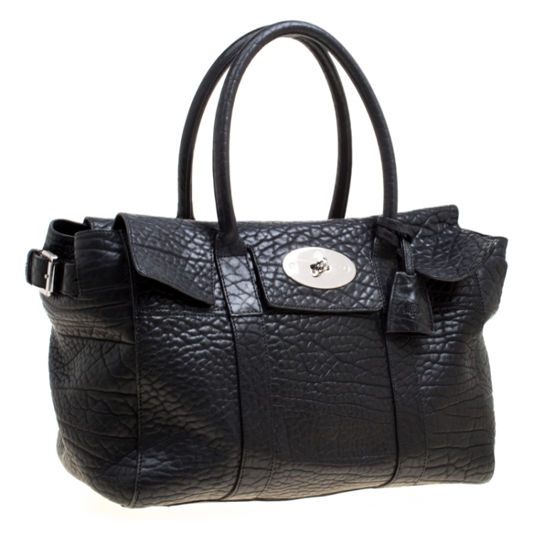 Pre Owned Mulberry Brown Textured Leather Bayswater Satchel