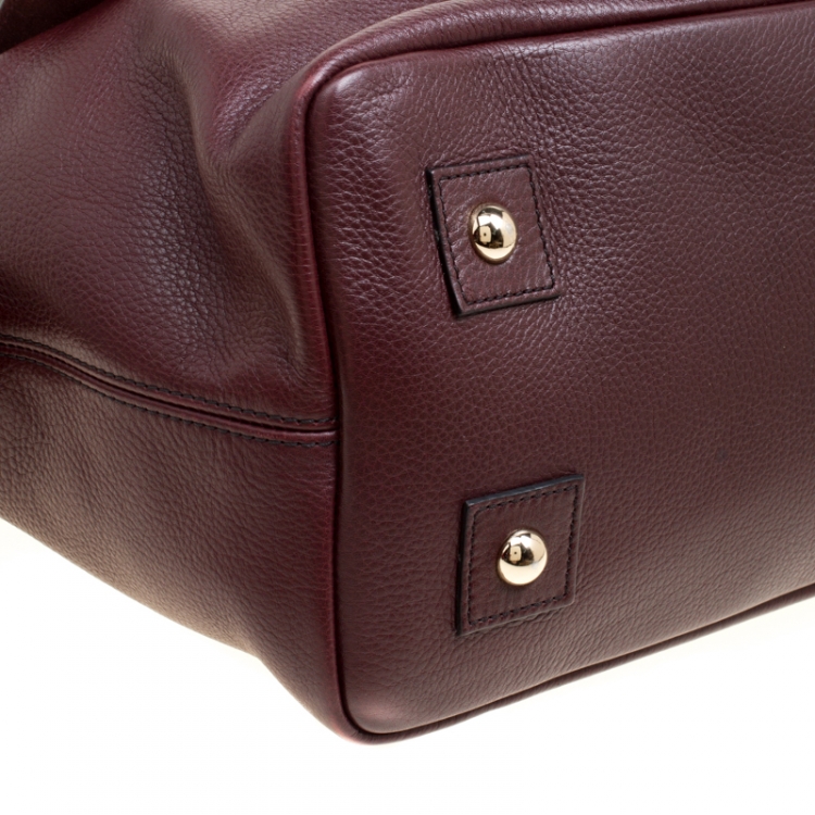 Pre Owned Mulberry Burgundy Leather Small Blenheim Tote