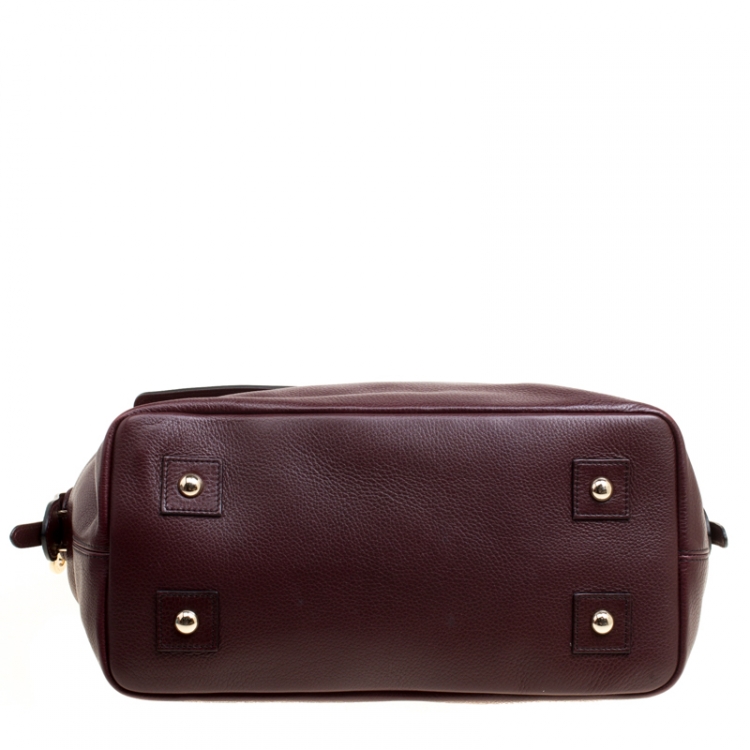 Pre Owned Mulberry Burgundy Leather Small Blenheim Tote
