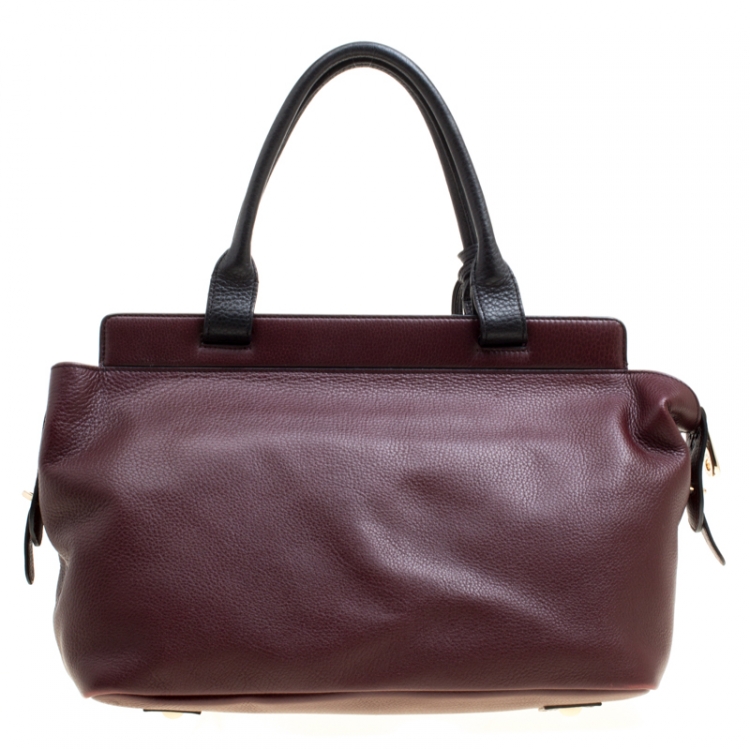 Pre Owned Mulberry Burgundy Leather Small Blenheim Tote