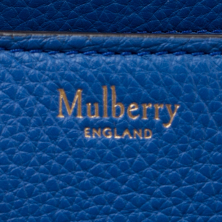 Pre Owned Mulberry Porcelain Blue Leather Small Zipped Bayswater Tote