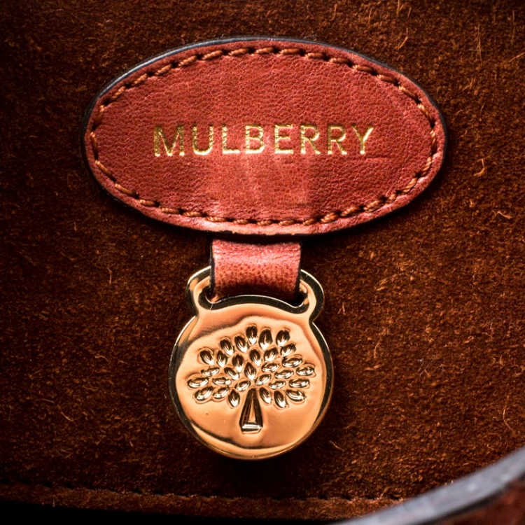 Pre Owned Mulberry Mahogany Textured Leather Bayswater Satchel