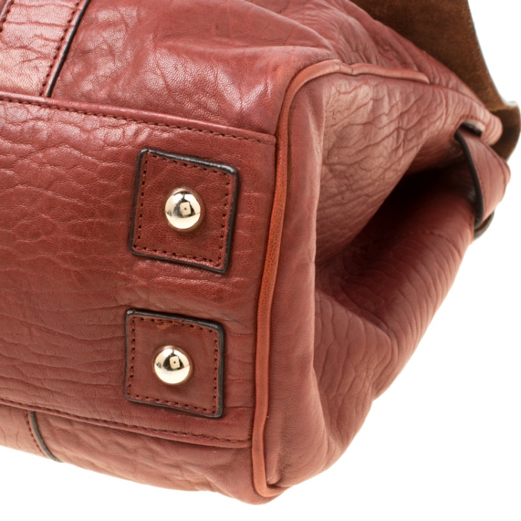 Pre Owned Mulberry Mahogany Textured Leather Bayswater Satchel