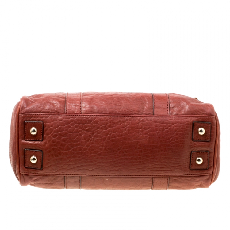 Pre Owned Mulberry Mahogany Textured Leather Bayswater Satchel