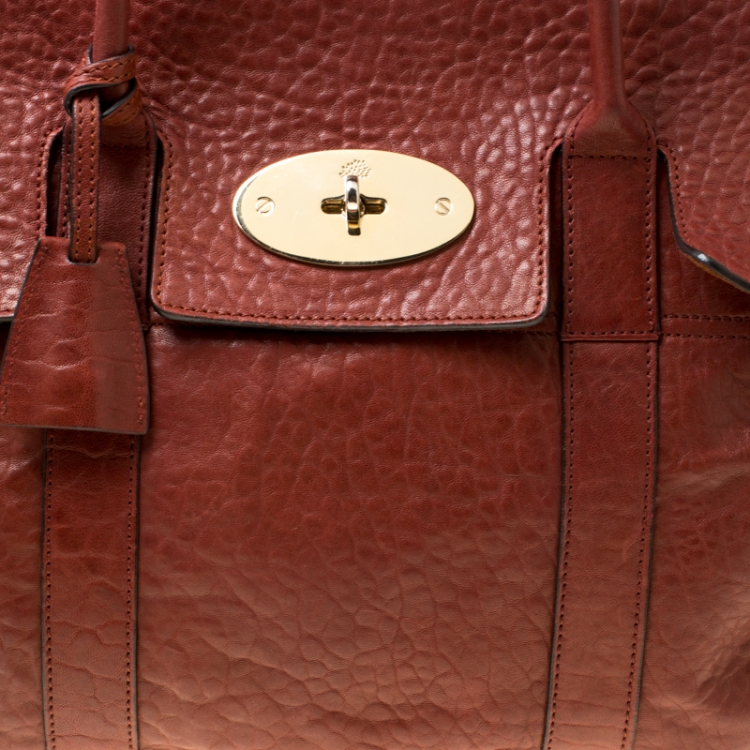 Pre Owned Mulberry Mahogany Textured Leather Bayswater Satchel