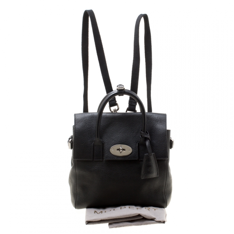Pre Owned Mulberry Black Leather Mini Cara Delevingne Backpack Tote