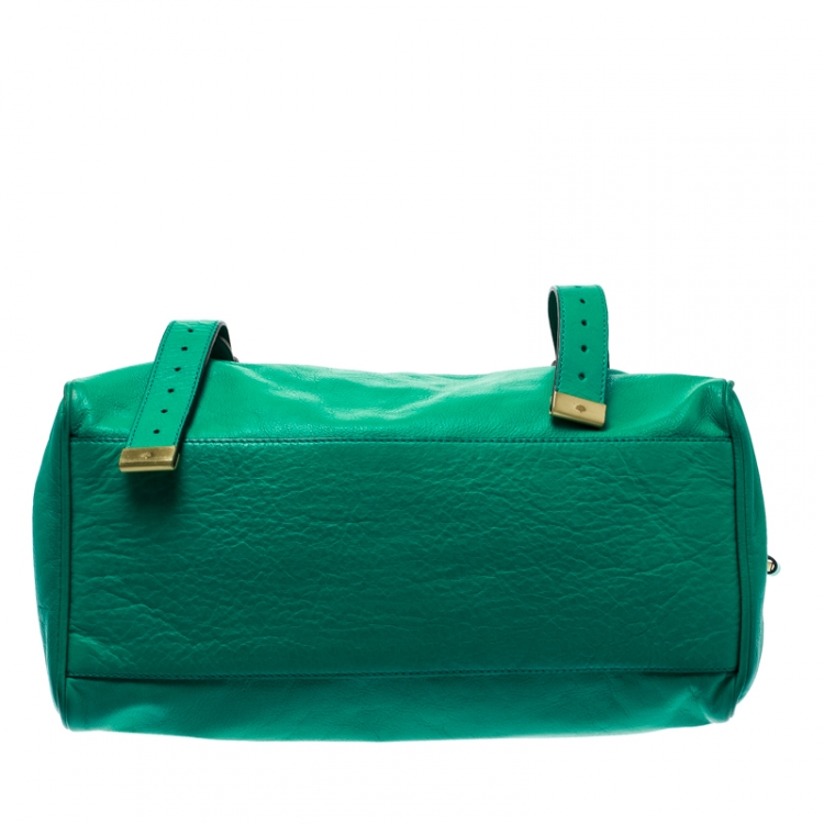 Pre Owned Mulberry Green Leather Alexa Top Handle Bag