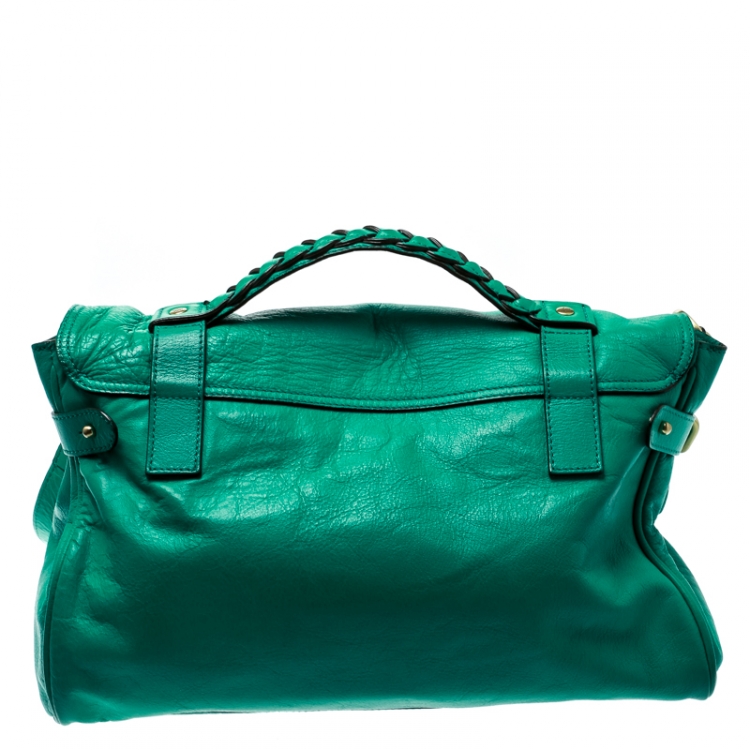 Pre Owned Mulberry Green Leather Alexa Top Handle Bag