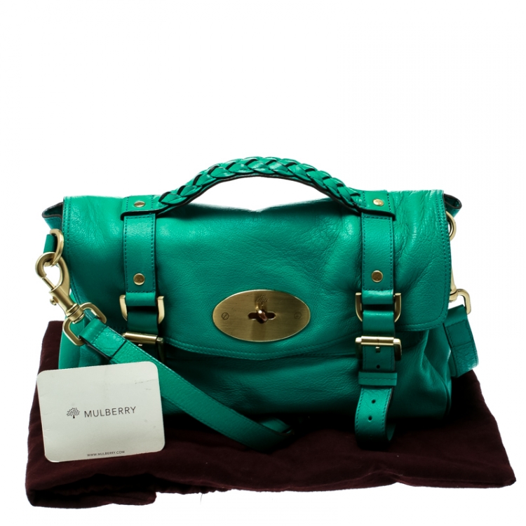 Pre Owned Mulberry Green Leather Alexa Top Handle Bag