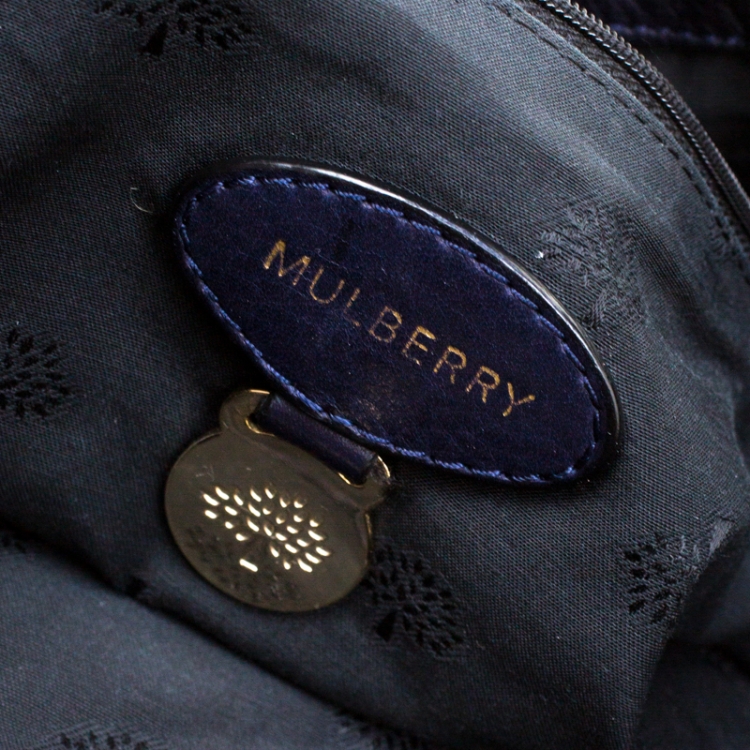 Pre Owned Mulberry Navy Blue Leather Tillie Top Handle Bag