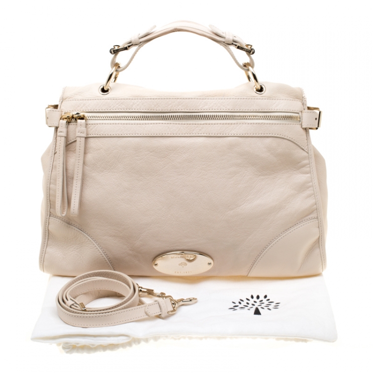 Pre Owned Mulberry Cream Leather Taylor Top Handle Bag