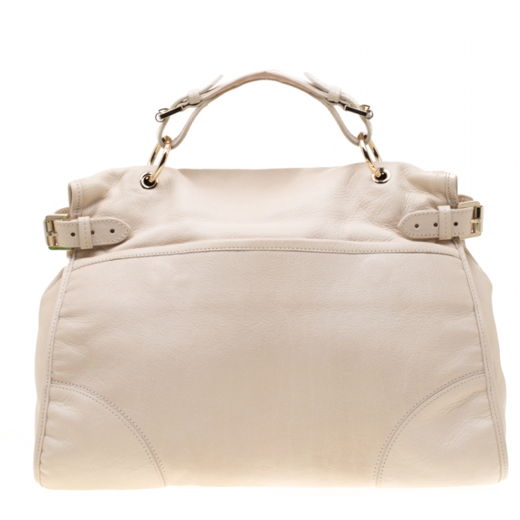 Pre Owned Mulberry Cream Leather Taylor Top Handle Bag