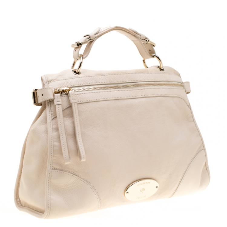 Pre Owned Mulberry Cream Leather Taylor Top Handle Bag