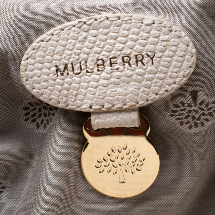 Pre Owned Mulberry Cream Lizard Embossed Leather Evelina Hobo 