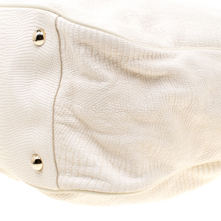 Pre Owned Mulberry Cream Lizard Embossed Leather Evelina Hobo 