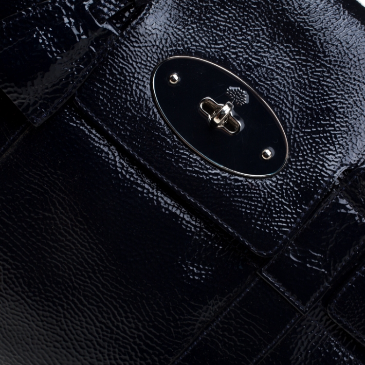 Pre Owned Mulberry Dark Navy Blue Patent Leather Bayswater Satchel