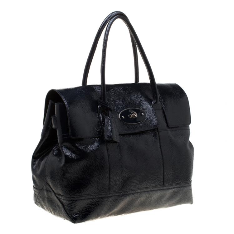 Pre Owned Mulberry Dark Navy Blue Patent Leather Bayswater Satchel